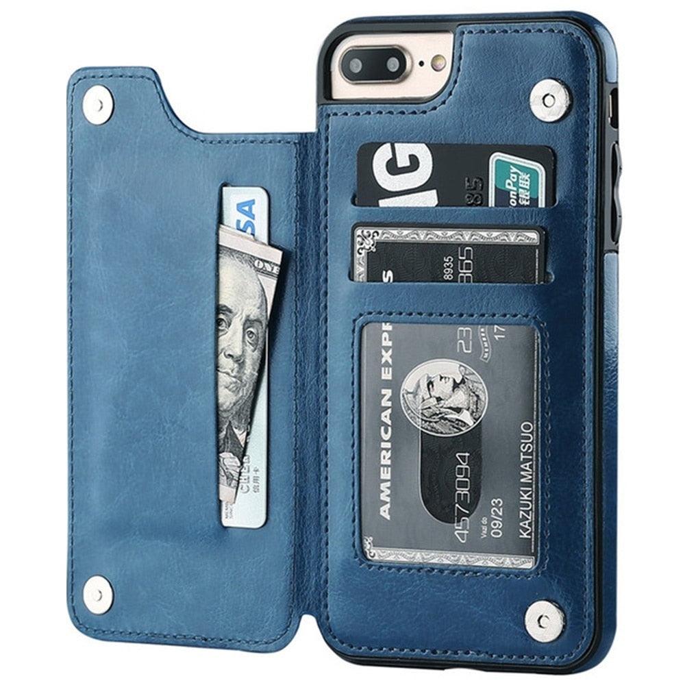 Leather Retro Card Holder Flip Cover for iPhone 11 12 13 14 Pro Max Mini Wallet Case iPhone 11 PU Leather Flip Cover Wallet Case For iPhone