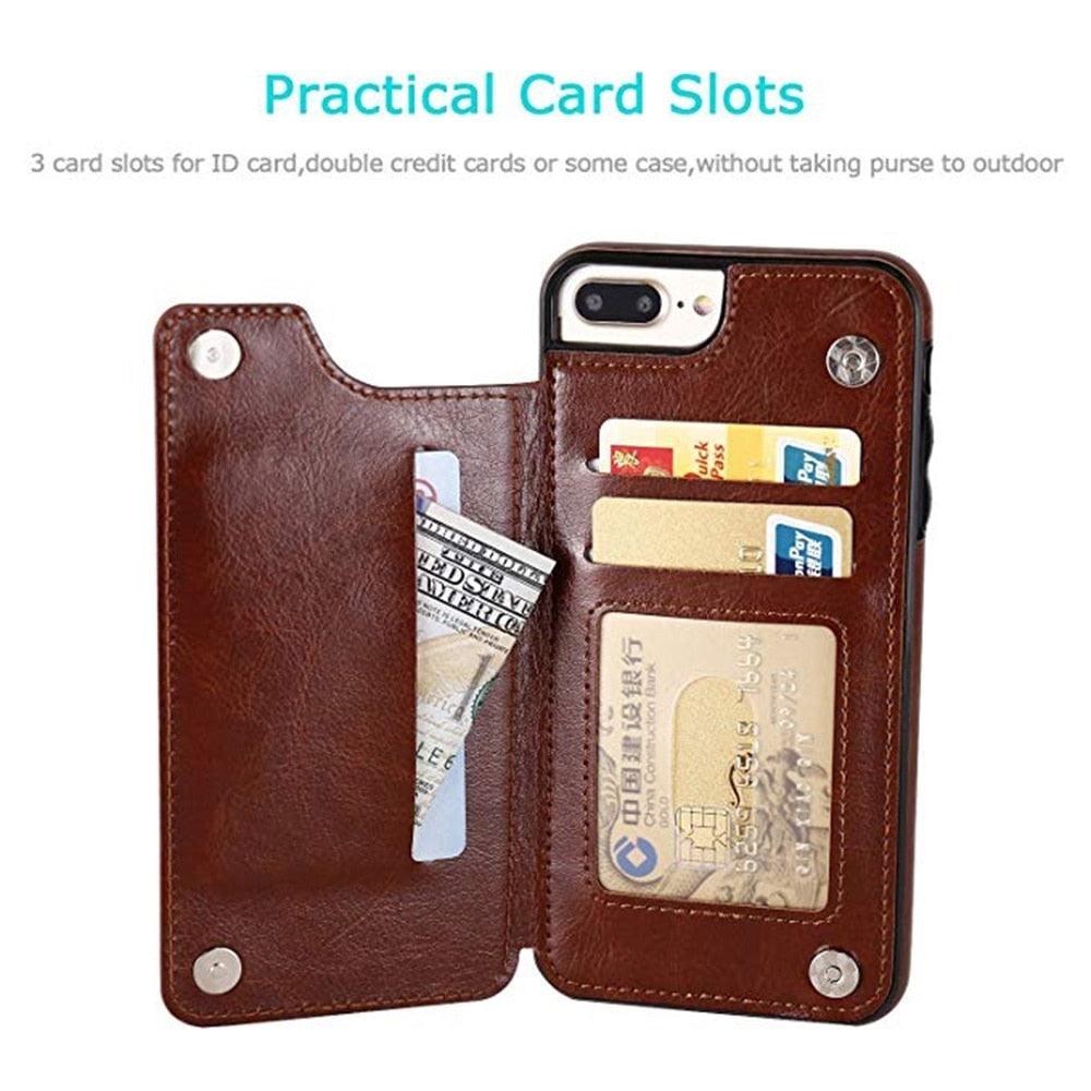 Leather Retro Card Holder Flip Cover for iPhone 11 12 13 14 Pro Max Mini Wallet Case iPhone 11 PU Leather Flip Cover Wallet Case For iPhone
