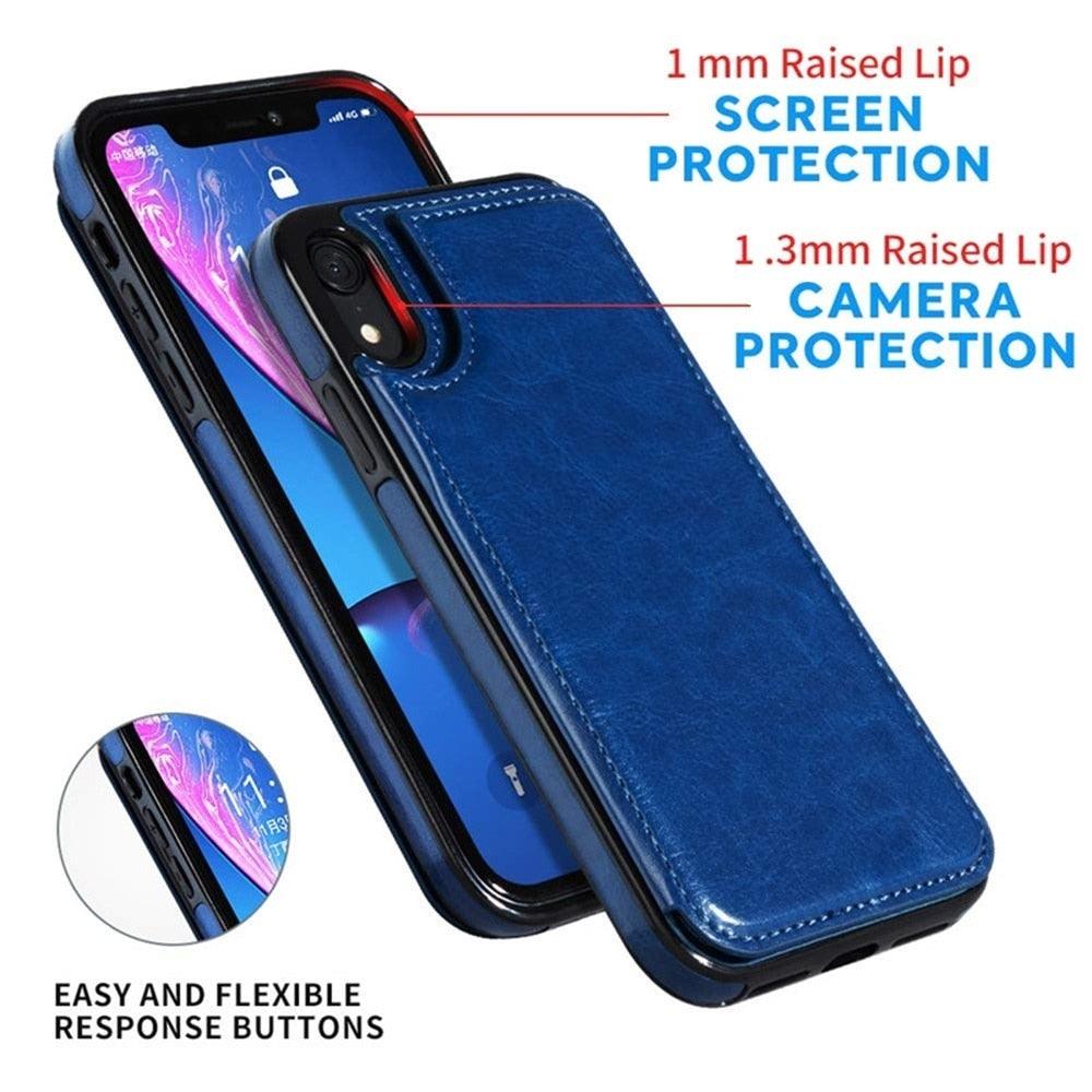 Leather Retro Card Holder Flip Cover for iPhone 11 12 13 14 Pro Max Mini Wallet Case iPhone 11 PU Leather Flip Cover Wallet Case For iPhone