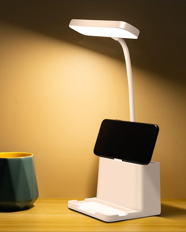 LED Desk Lamp with Penholder Eye Protection Reading Desk Lamp Rechargeable Flexible Gooseneck Bedside Lamp Indoor Lighting Decorative Table Lamp Cute Study Lamps for Bedroom Décor