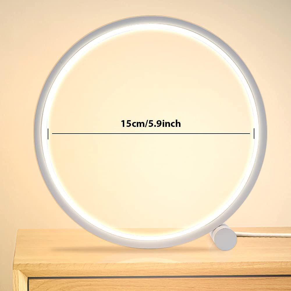 LED Table Lamp Bedroom Bedside Lamp Round Acrylic Living Room Lamp Reading Lamp Black/white Touch Control Dimmable Night Light Decorative Table Lamp Cute Study Lamps for Bedroom Décor