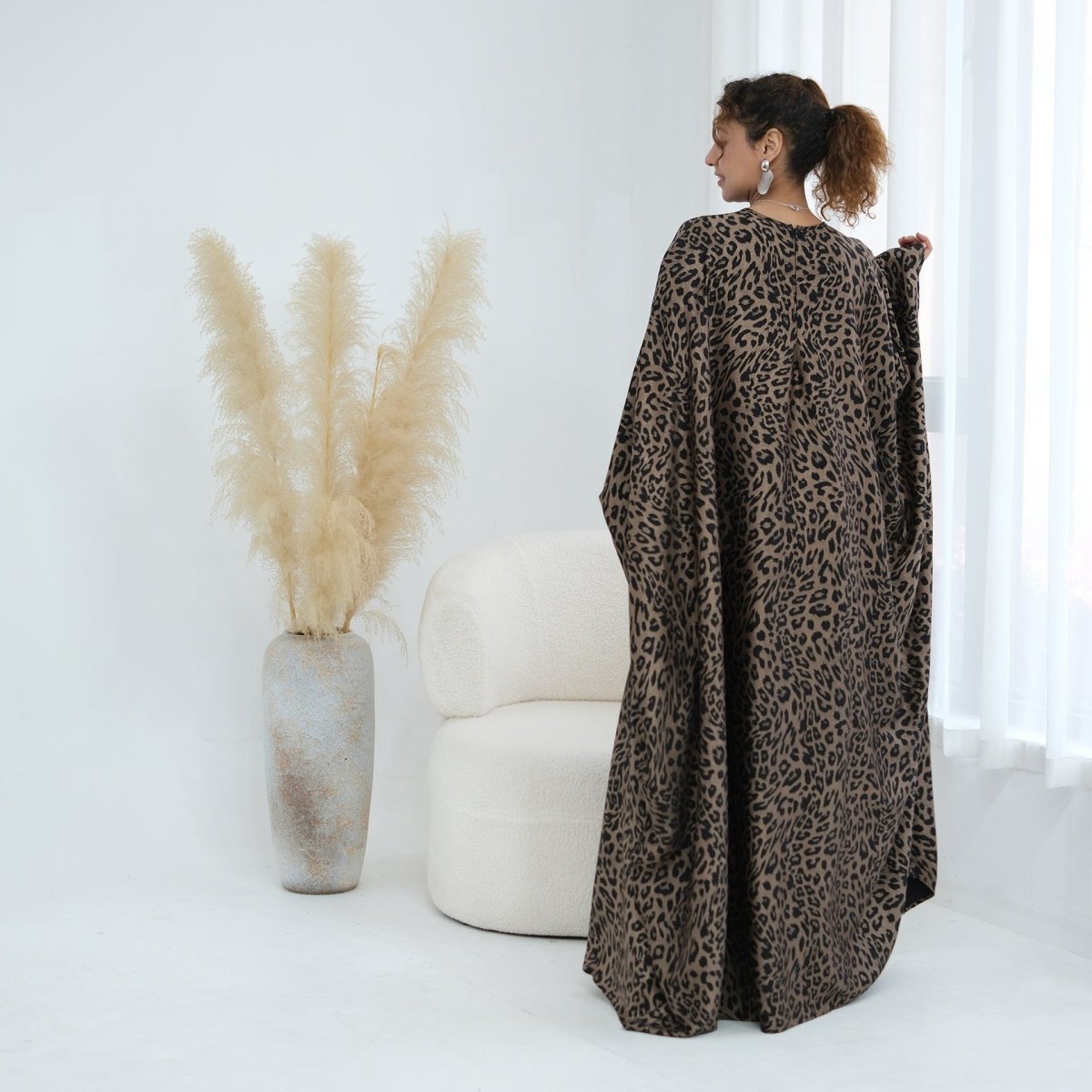 Leopard Print Batwing Maxi Dress(MA450)