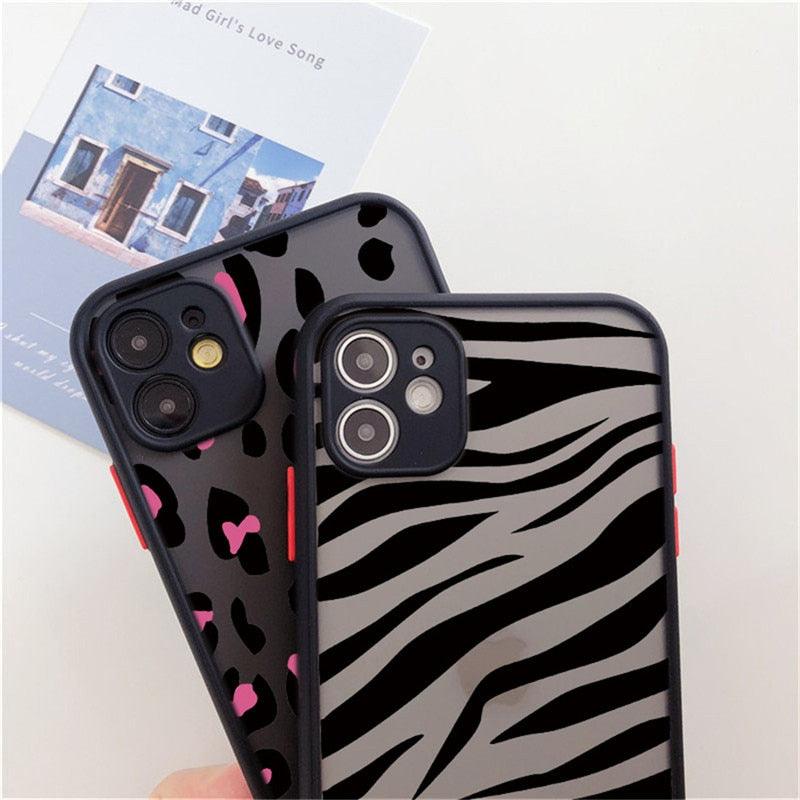Leopard Print Elegant Pattern Protective Phone Case Translucent Hard Back With Silicone Leopard Pattern Phone Case For Iphone 11 Pro Max 12 13 Mini X Xs Max 7 8 Plus Mobile Phone Protective Case