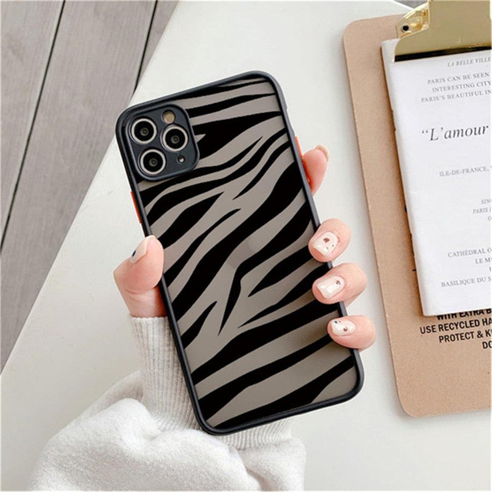 Leopard Print Elegant Pattern Protective Phone Case Translucent Hard Back With Silicone Leopard Pattern Phone Case For Iphone 11 Pro Max 12 13 Mini X Xs Max 7 8 Plus Mobile Phone Protective Case