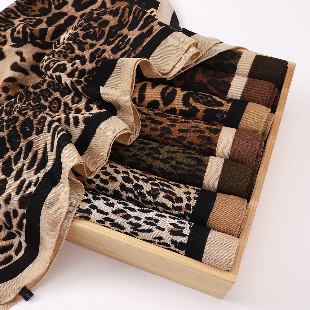 Leopard Print Square Scarf Hijab (MH182)