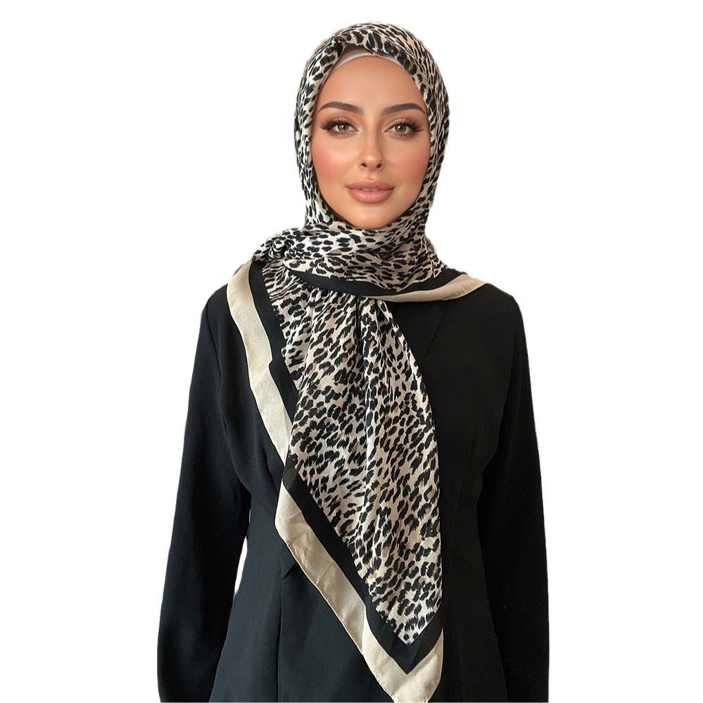 Leopard Print Square Scarf Hijab (MH182)