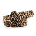Leopard PU Leather Pattern 105cm Round Buckle Belt Women Trendy Dress Cute Classic Belts