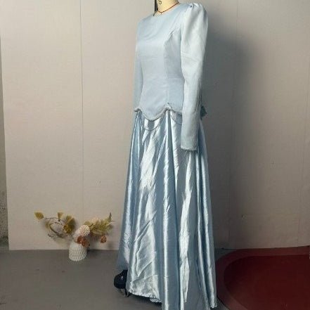 Light Blue Structured Shoulder Dress Set(MS298)