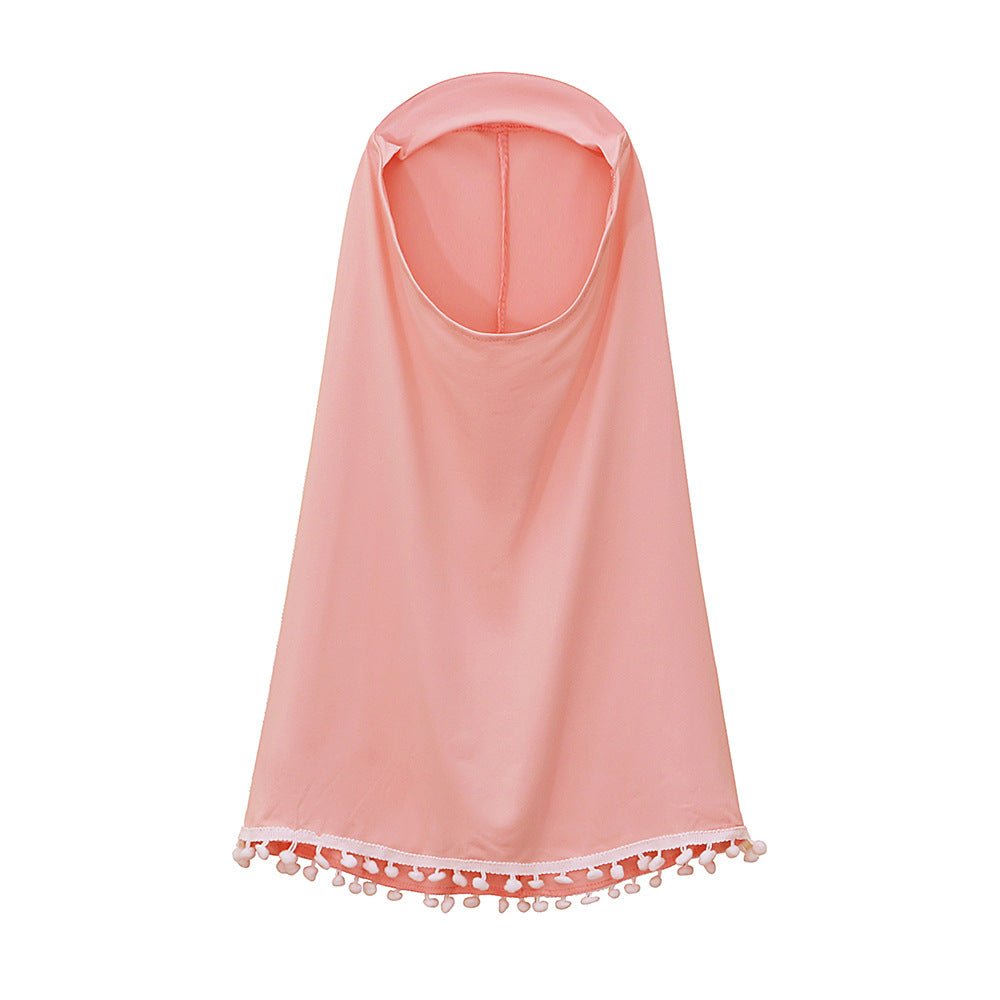 Little Muslimah Girls Dress & Hijab Set with Pom-Pom Trim (MKG028)