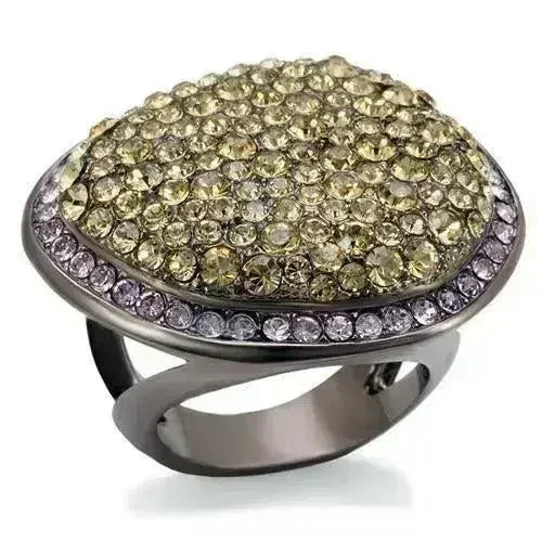 LO1694 Chocolate Gold Brass Ring – Multi-Color Crystal Statement Piece