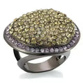 LO1694 Chocolate Gold Brass Ring – Multi-Color Crystal Statement Piece