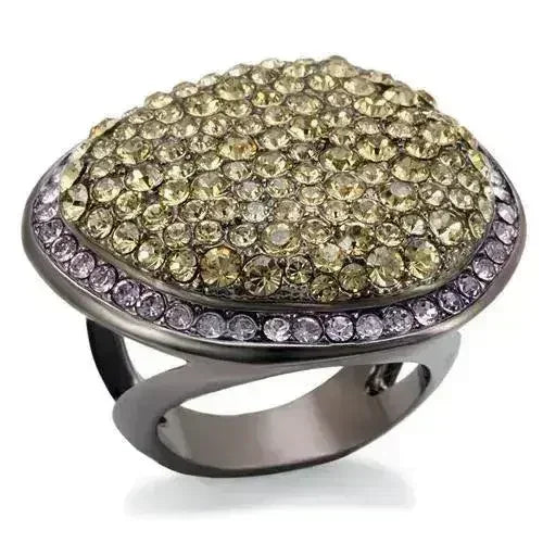 LO1694 Chocolate Gold Brass Ring – Multi-Color Crystal Statement Piece