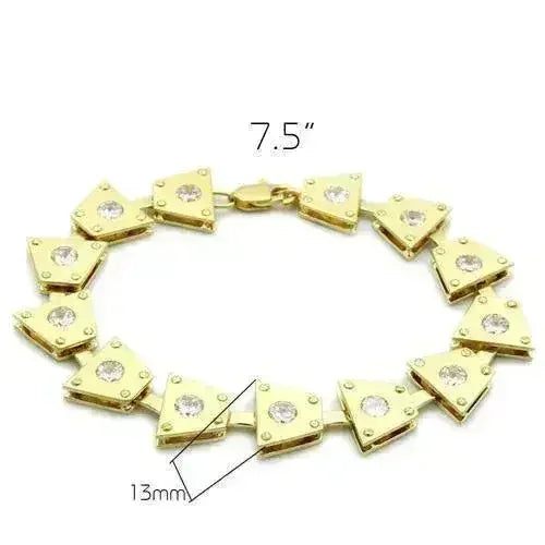 LO2002 - Matte Gold & Gold Brass Bracelet with AAA Grade CZ  in Clear