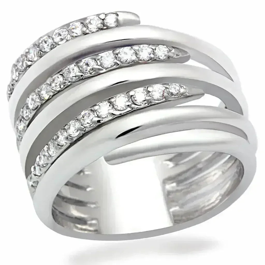 LO2075 Rhodium Brass Ring – AAA Clear CZ Solitaire (Bold & Brilliant)