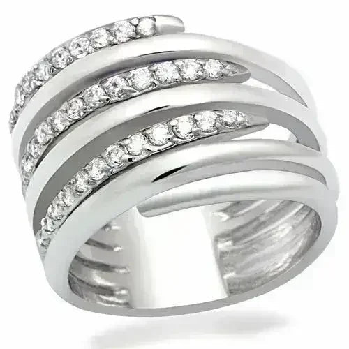 LO2075 Rhodium Brass Ring – AAA Clear CZ Solitaire (Bold & Brilliant)