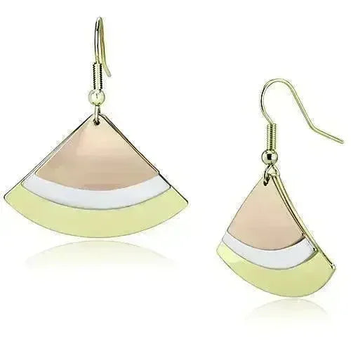 LO2661 Tri-Tone Earrings – Rhodium + Gold + Rose Gold Iron