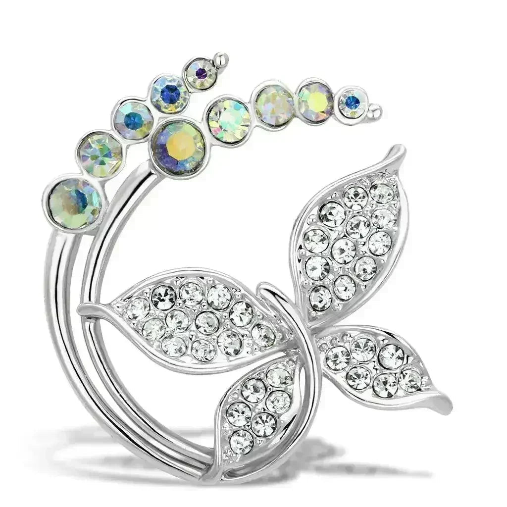 LO2861 - Flash Gold White Metal Brooches with Top Grade Crystal  in