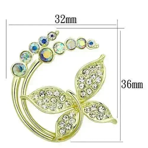 LO2861 - Flash Gold White Metal Brooches with Top Grade Crystal  in