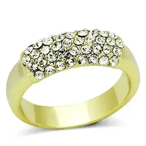 Gold Brass Ring – Clear Top-Grade Crystal Elegance
