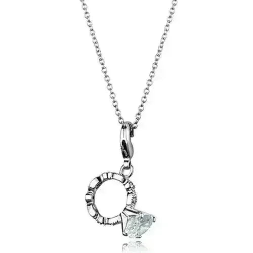 LO3490 - Rhodium Brass Pendant with AAA Grade CZ  in Clear