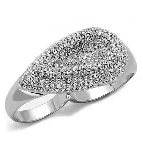 Rhodium-Plated Brass Ring – Dazzling Crystal Statement Piece