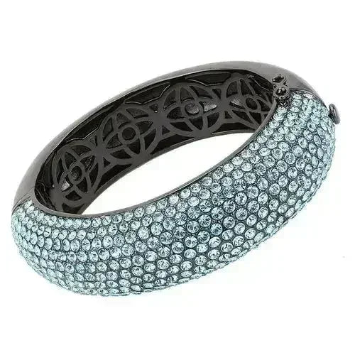 TIN Cobalt Black Brass Bangle – Sea Blue Crystal Statement Piece