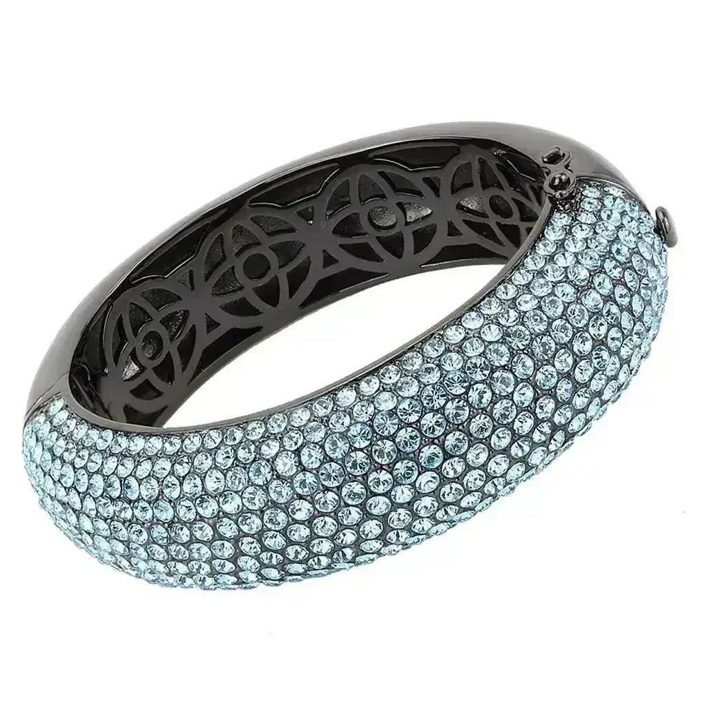 TIN Cobalt Black Brass Bangle – Sea Blue Crystal Statement Piece