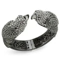 LO4333 Ruthenium Brass Bangle – Multi-Color Crystal Statement Piece