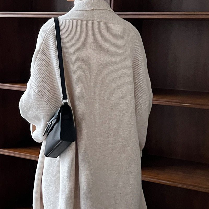 Long Knit Cardigan With Turtleneck Inner Dress For Autumn & Winter (MS177)