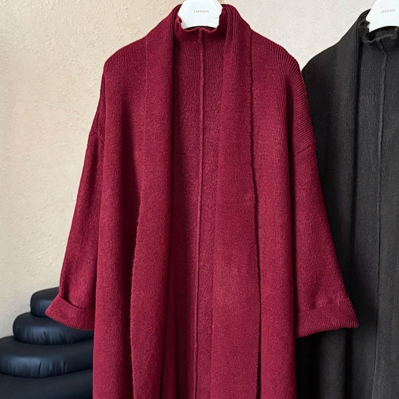 Long Knit Cardigan With Turtleneck Inner Dress For Autumn & Winter (MS177)