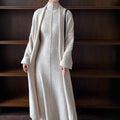 Long Knit Cardigan With Turtleneck Inner Dress For Autumn & Winter (MS177)