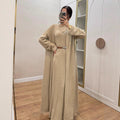 Long Open Cardigan & Pleated Dress Set(MS195)