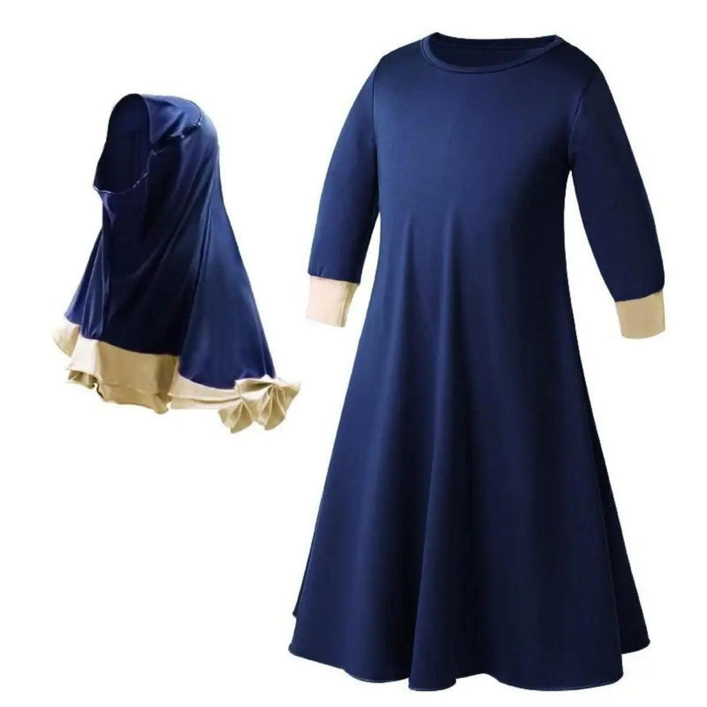 MJ011 Colorful Long-Sleeved Lace Dress with Bow Scarf Set kid