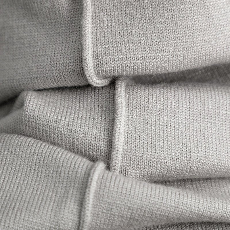 Loose Fit Solid Color Knit Two-Piece Set | Pullover Sweater & Wide Leg Pants with Side Slits(MS143)
