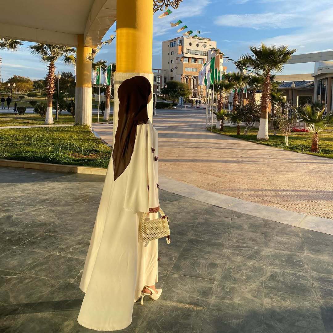 Loose Hem Long Abaya with Bell Sleeves & Butterfly Bow Detail (MA151)