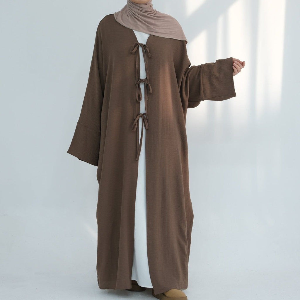 Loose Lace-Up Kimono Open Abaya (MOA107)