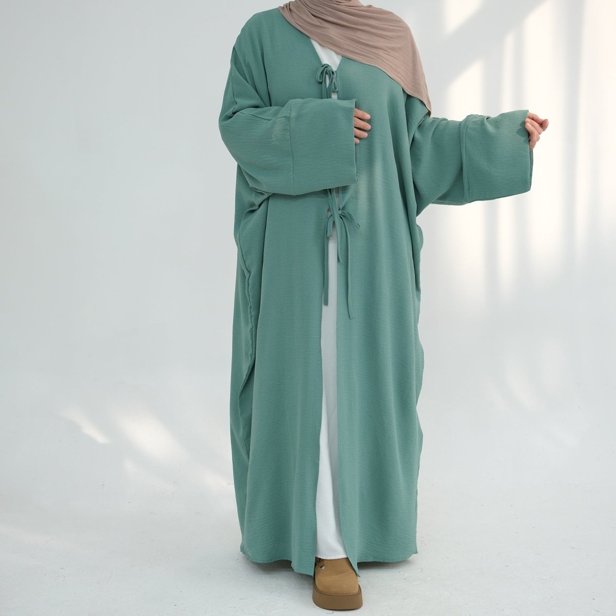 Loose Lace-Up Kimono Open Abaya (MOA107)