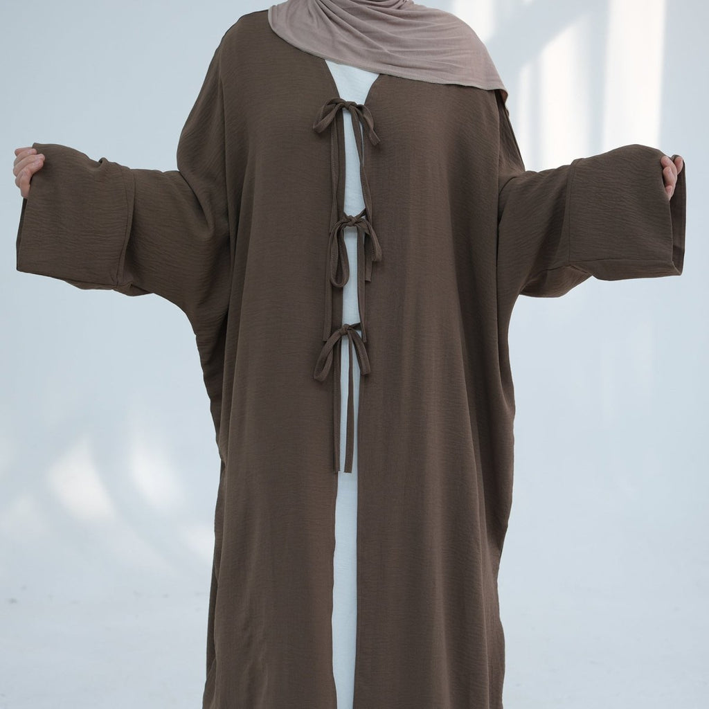 Loose Lace-Up Kimono Open Abaya (MOA107)