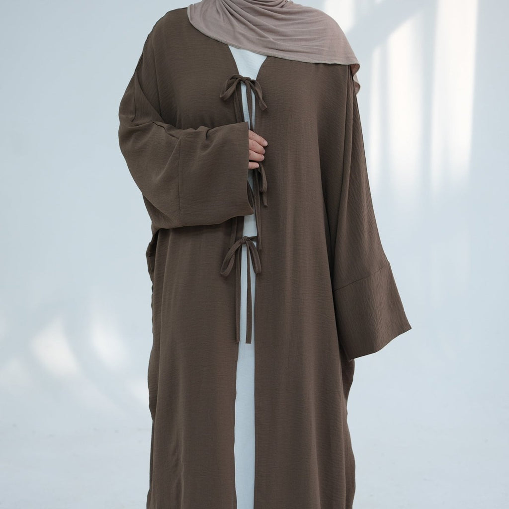 Loose Lace-Up Kimono Open Abaya (MOA107)