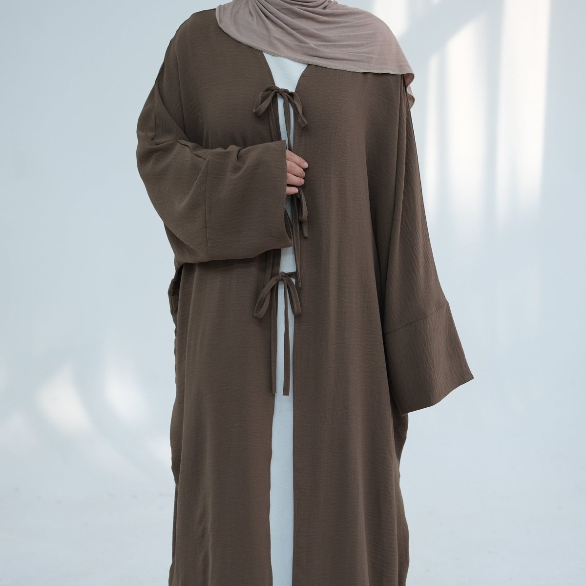 Loose Lace-Up Kimono Open Abaya (MOA107)