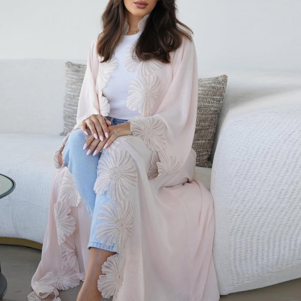 loral Appliqué Open Abaya (MOA286)
