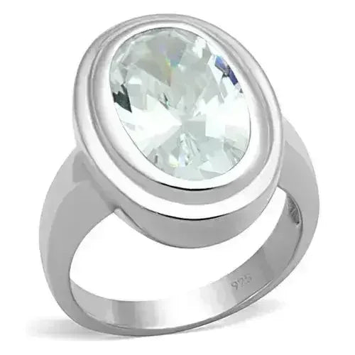 LOS728 - Silver 925 Sterling Silver Ring with AAA Grade CZ  in Clear