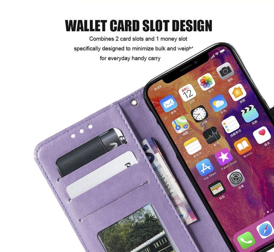Love Couple Leather Case For iPhone 12 11 Pro  mini Phone Flip Wallet Soft Cover Shockproof Floral Cute Modern Leather Wallet Phone Case For iPhone
