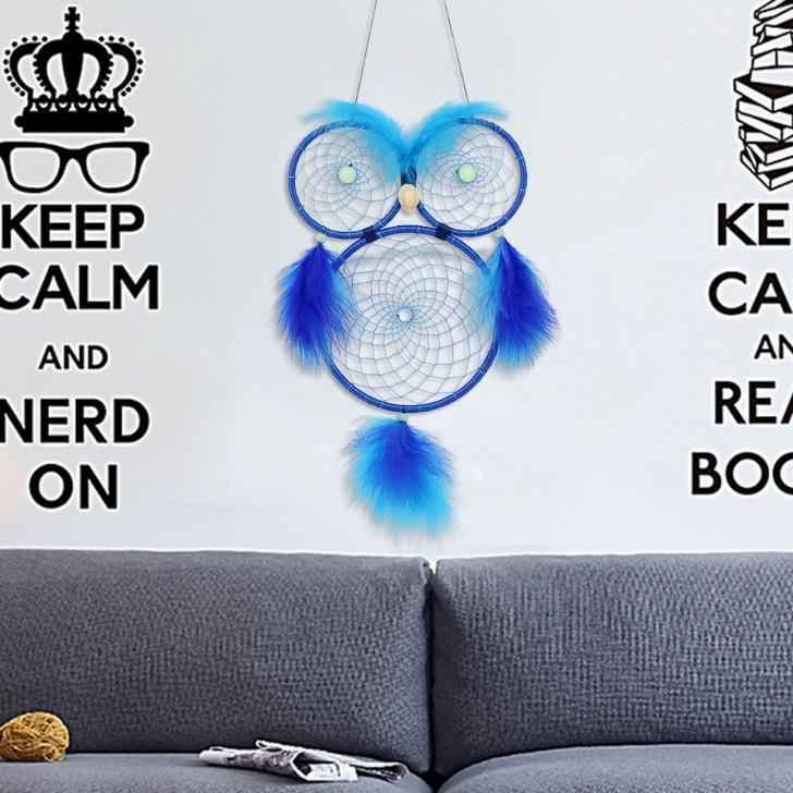 Lovely Owl Dream Catcher Wall Hanging Ornament Large Handmade Perfect Gift Design Dreamcatcher Decoration For Kids' Bedroom Dorm Nursery Chic Ornament Craft  Eyes Can Be Glowed In Darkness