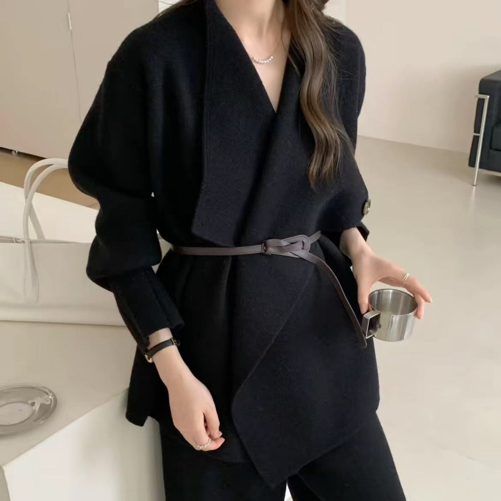 Luxe Knit Blazer & Wide-Leg Pants Set(MS197)