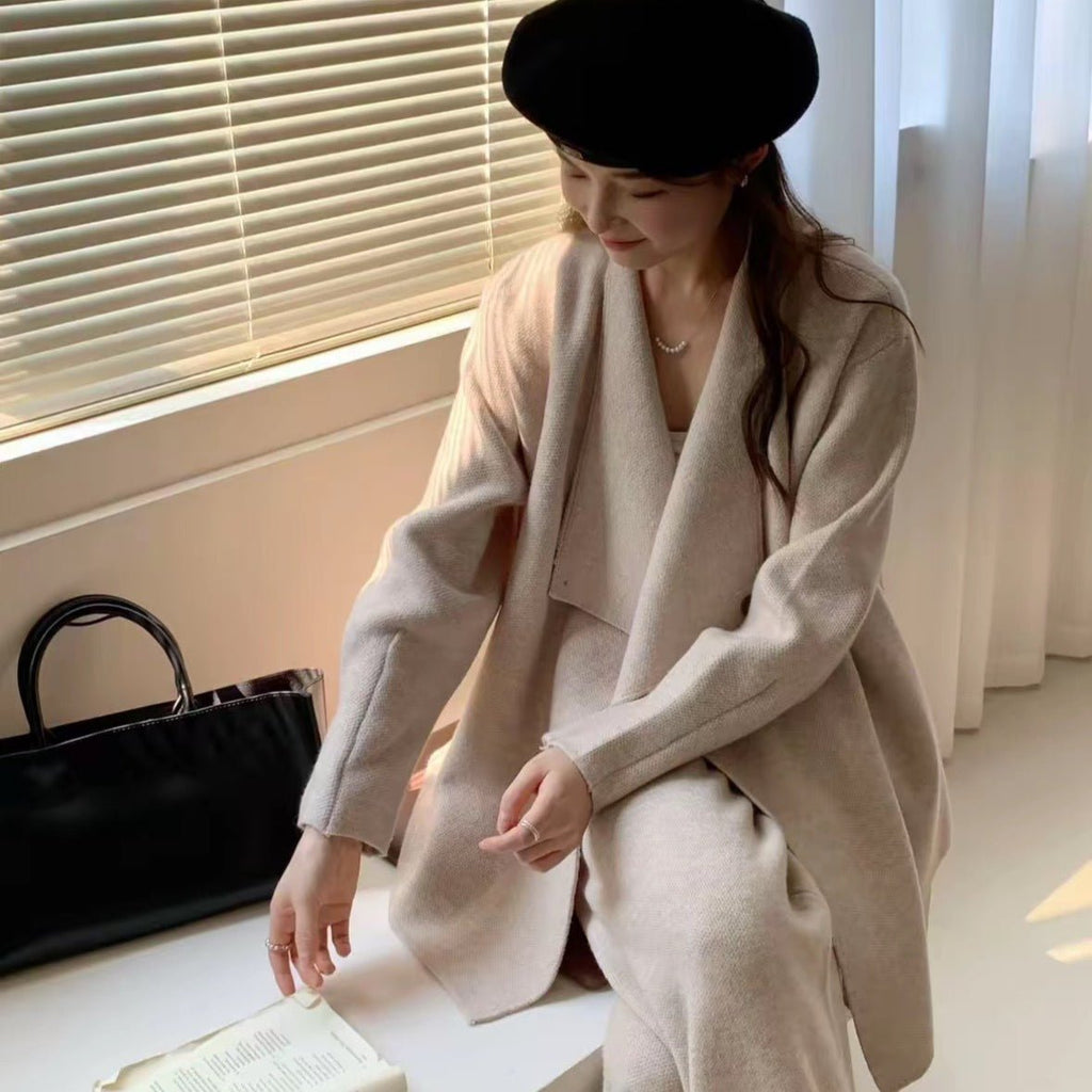 Luxe Knit Blazer & Wide-Leg Pants Set(MS197)