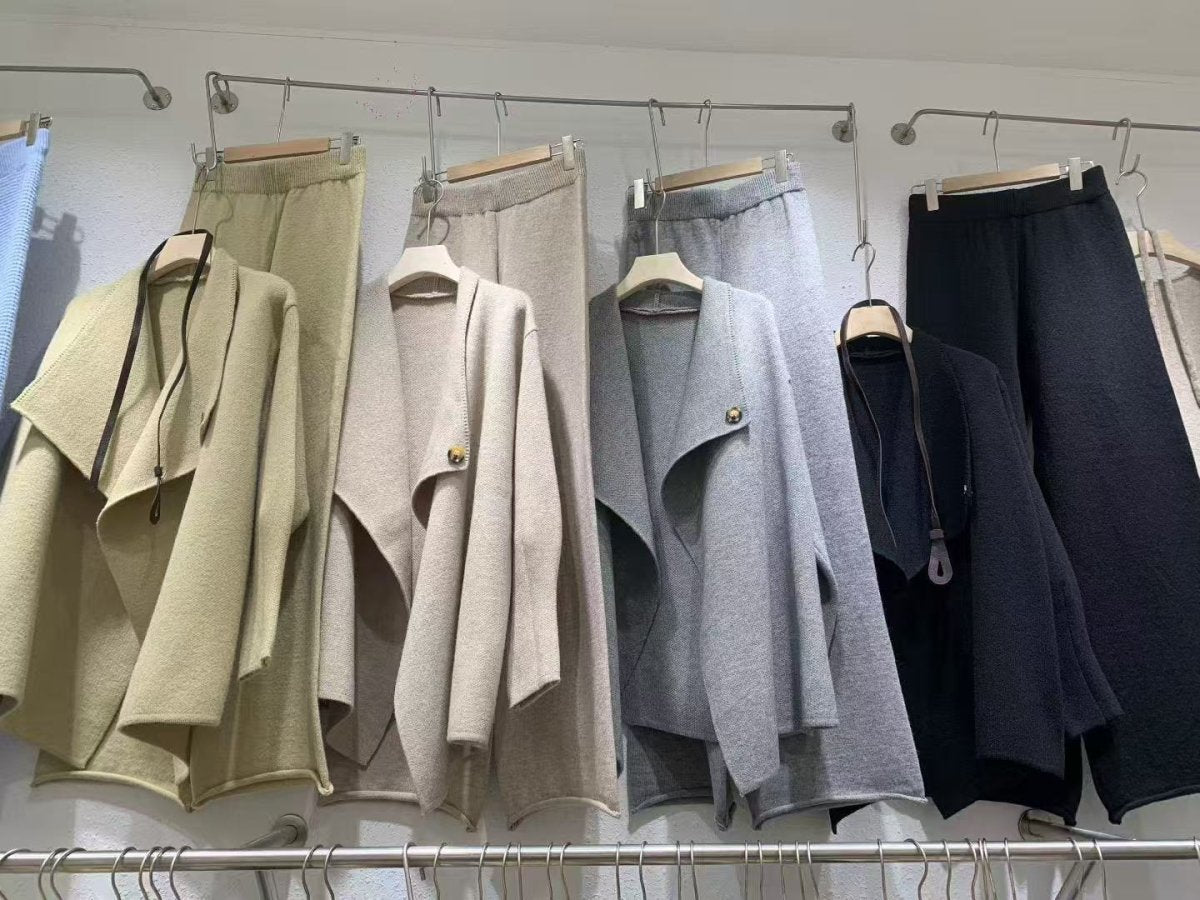 Luxe Knit Blazer & Wide-Leg Pants Set(MS197)