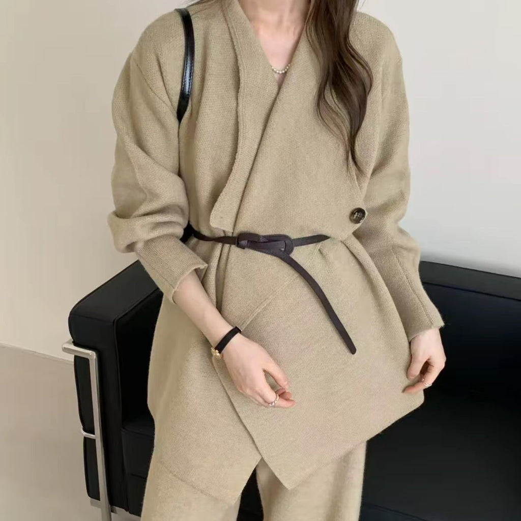 Luxe Knit Blazer & Wide-Leg Pants Set(MS197)