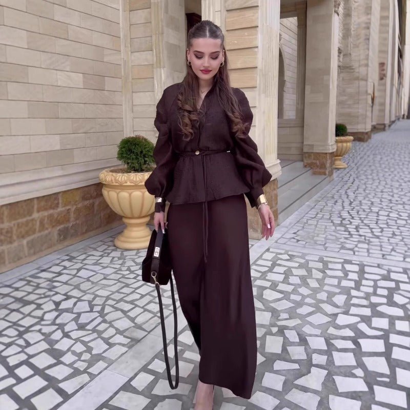 Luxe Satin Wrap Top & Maxi Skirt Set(MS186)