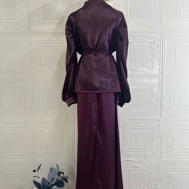 Luxe Satin Wrap Top & Maxi Skirt Set(MS186)